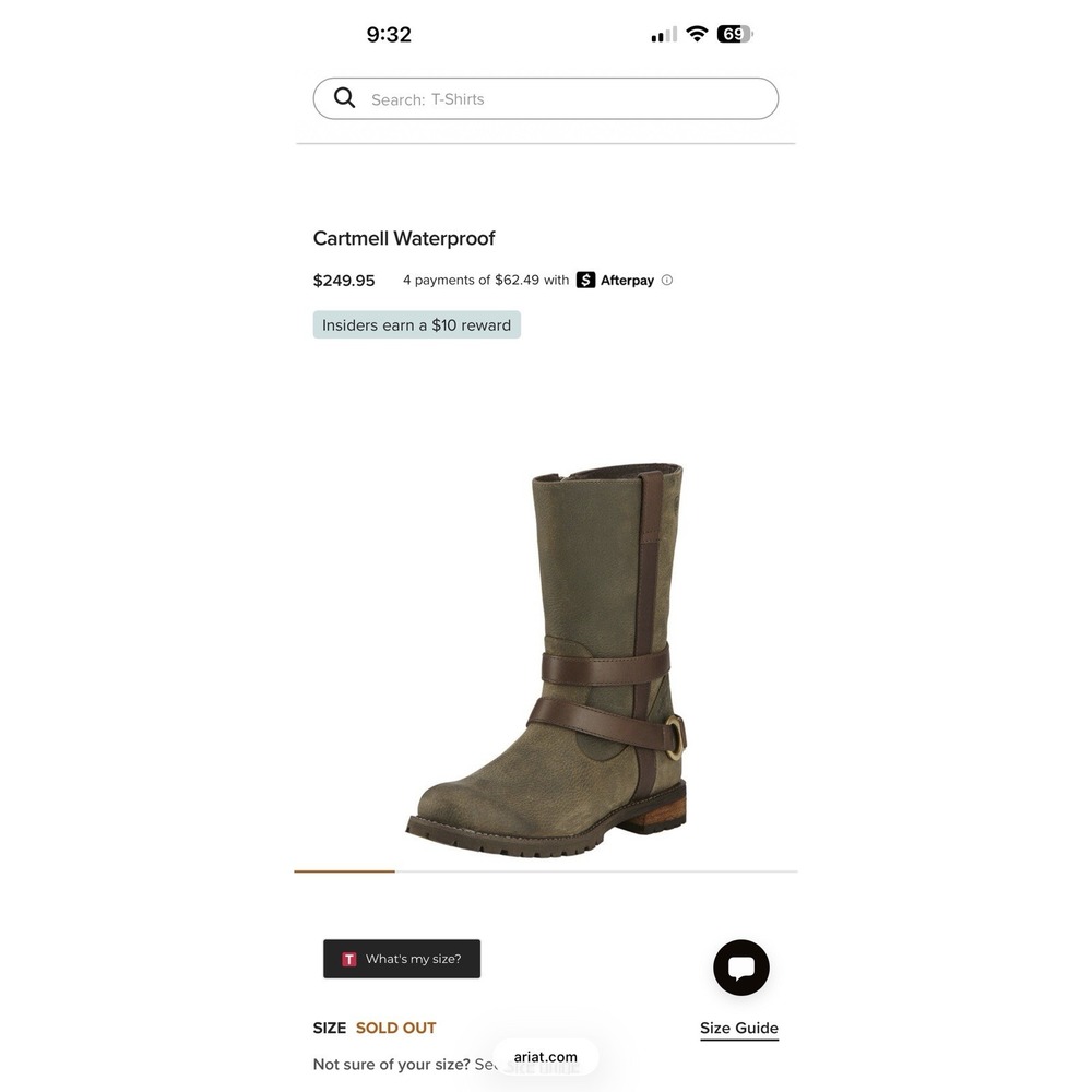 Ariat Cartmell Waterproof Western/Riding Boot Women's Size 9.5B